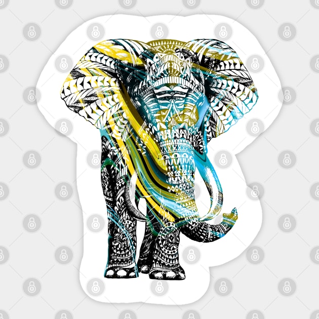 Intricate Asian Elephant Colorful Illustration Sticker by VintCam